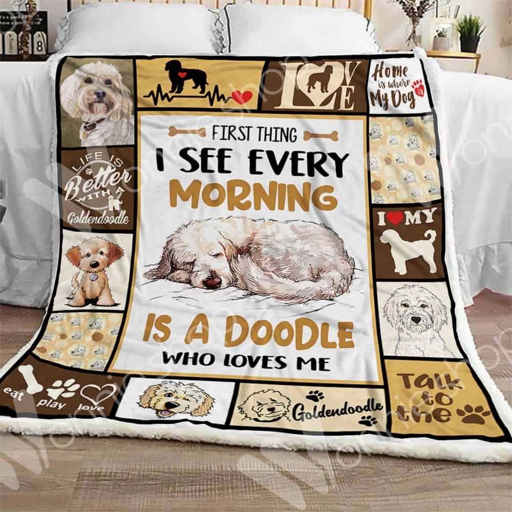 Goldendoodle Dog Sherpa Fleece Blanket