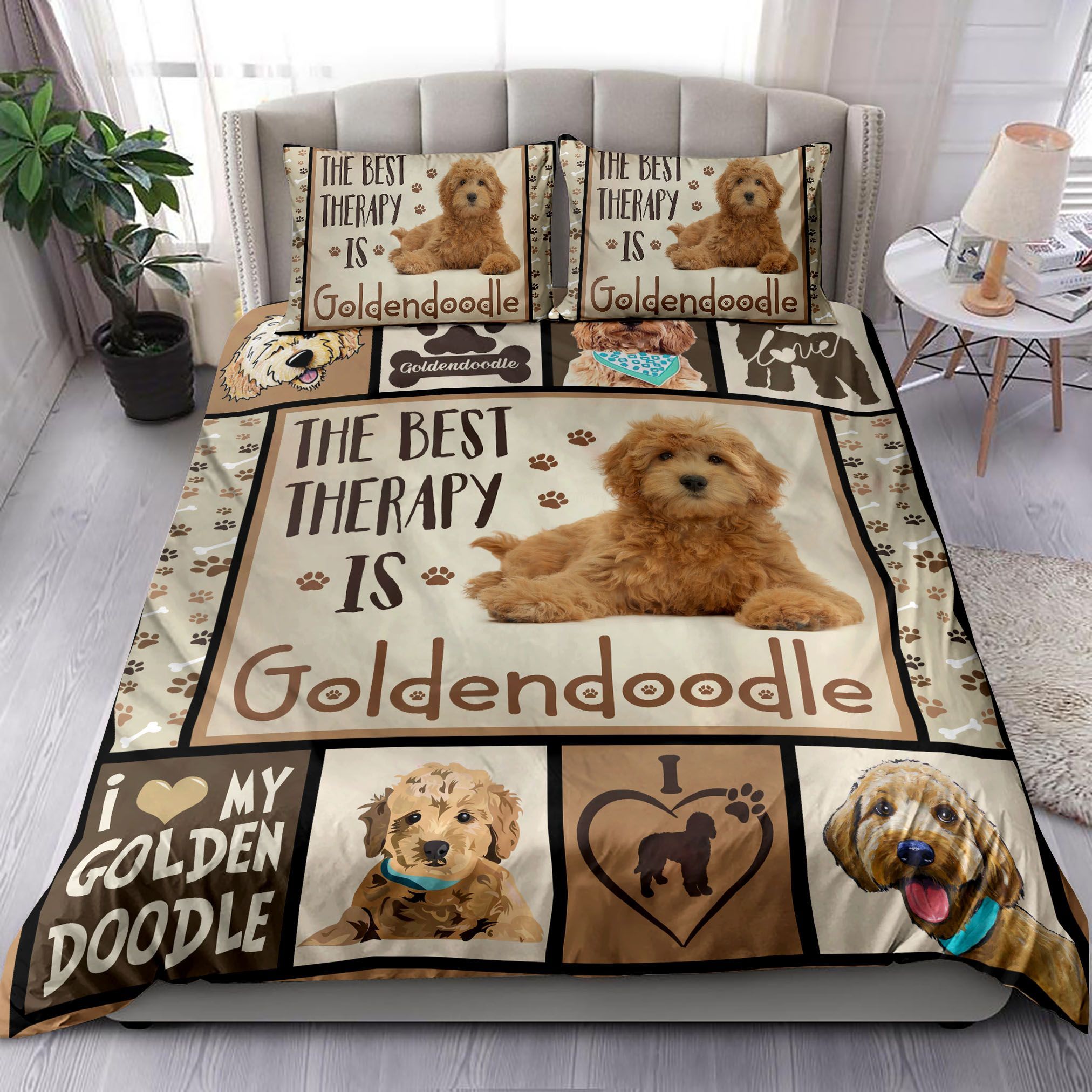 Goldendoodle Dog Love Bedding Set