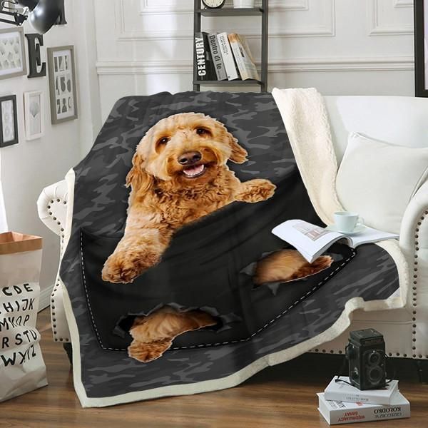 Goldendoodle Dog Pocket Sherpa Fleece Blanket