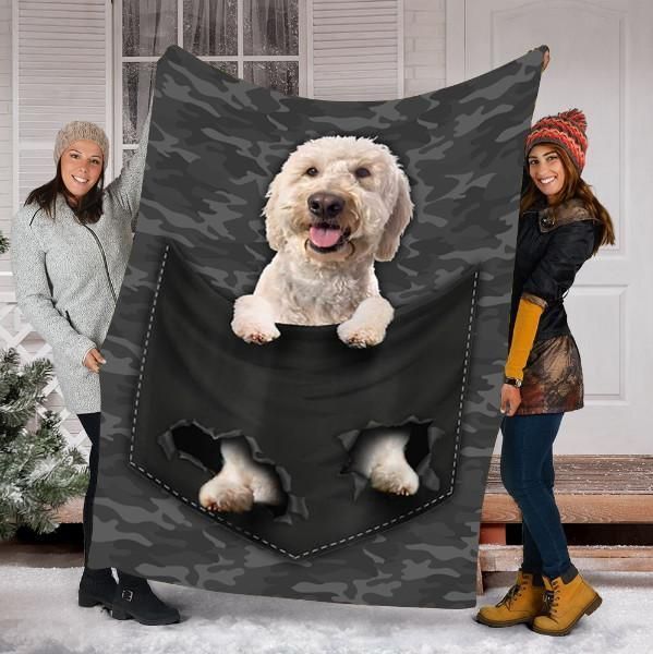 Goldendoodle Dog Pocket Sherpa Fleece Blanket