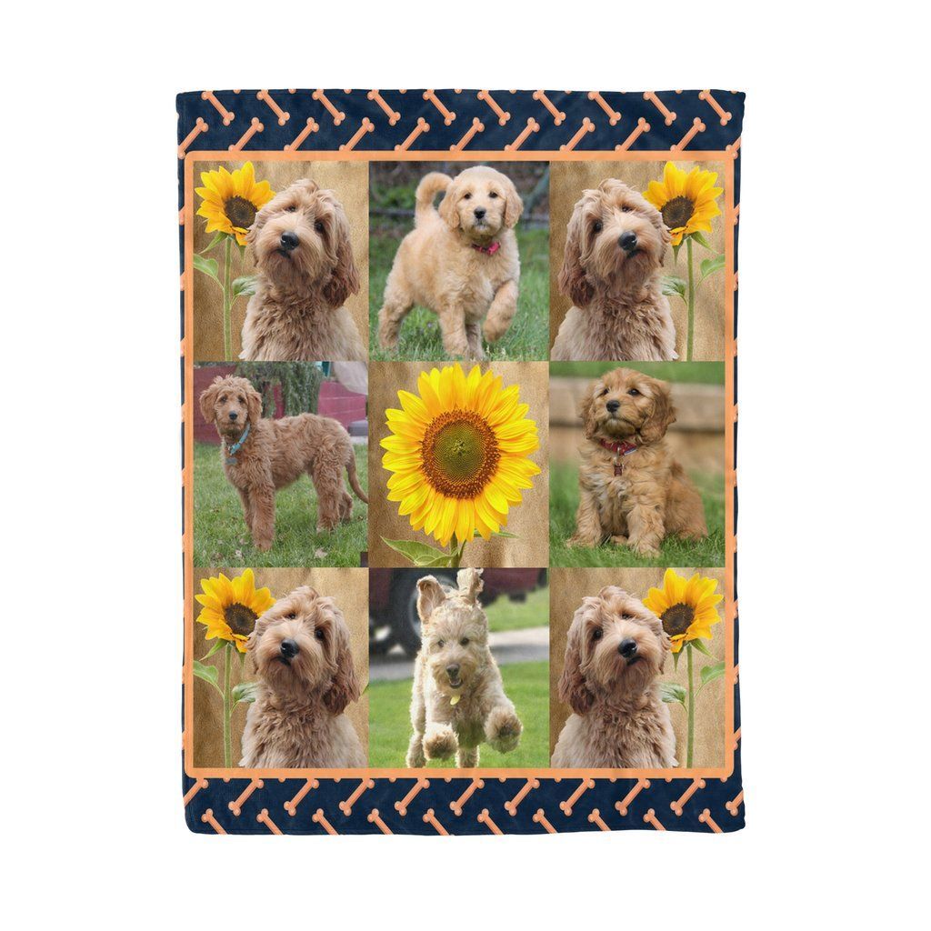 Goldendoodle Sunflower Sherpa Fleece Blanket