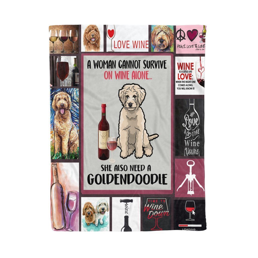 Goldendoodle Wine Sherpa Fleece Blanket