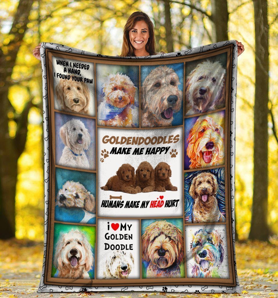 Goldendoodles Make Me Happy Goldendoodle Doodle Dog Fleece Blanket