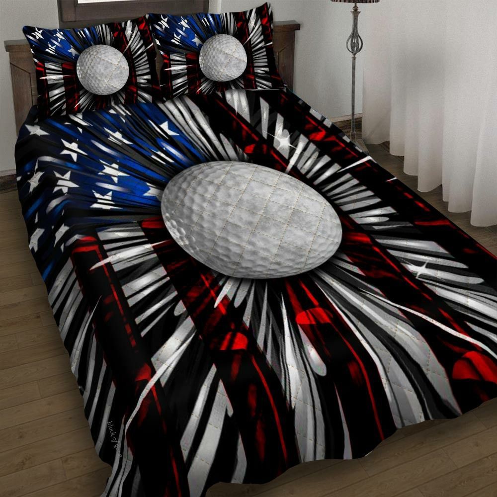 Golf American Flag Bedding Set