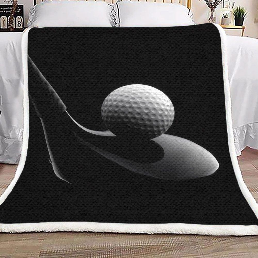 Golf Black Sherpa Fleece Blanket