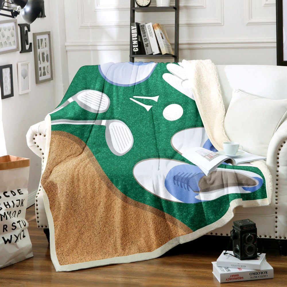 Golf Flat Lay Sherpa Fleece Blanket