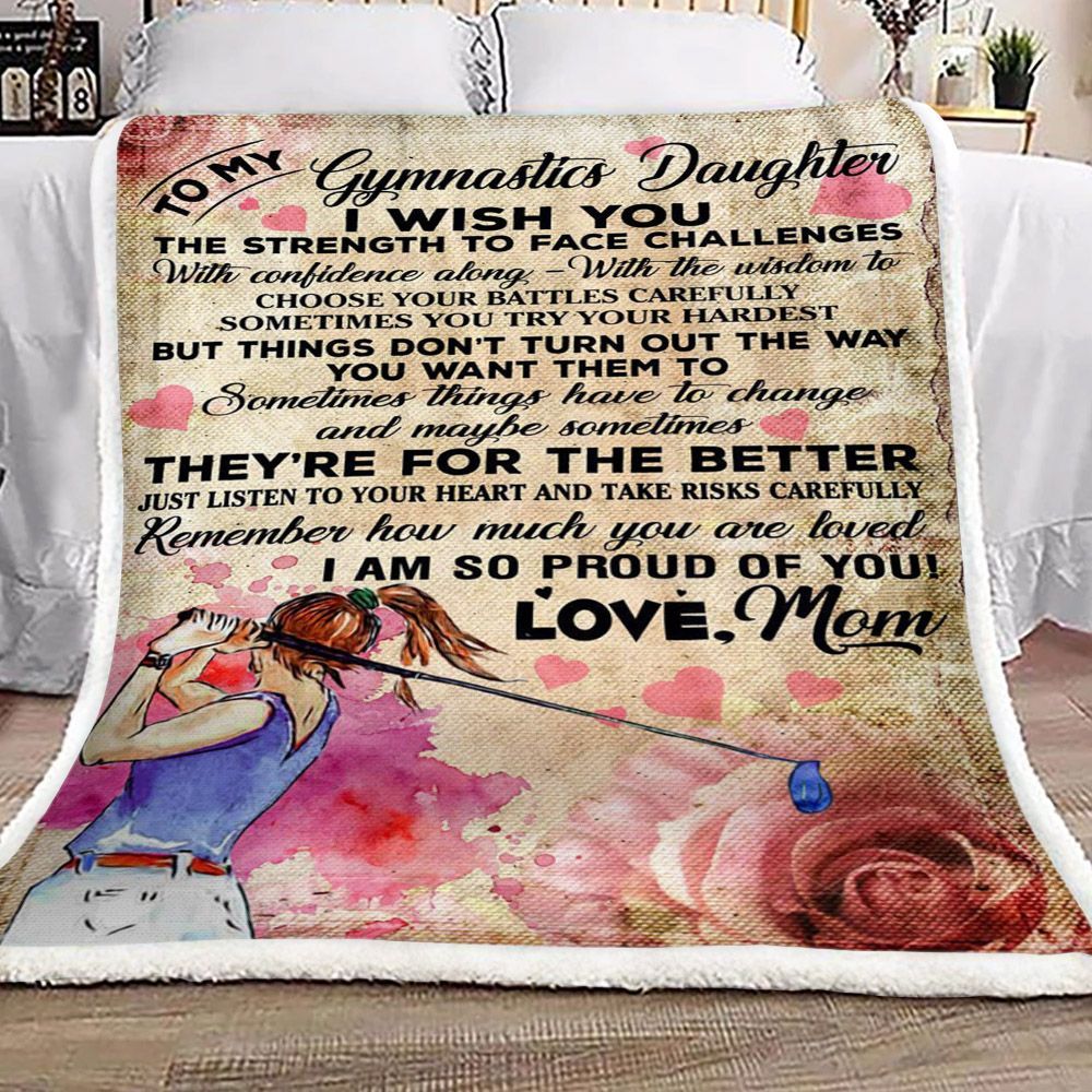 Golf To My Gymnastics Daughter Love Mom Sherpa Fleece Blanket