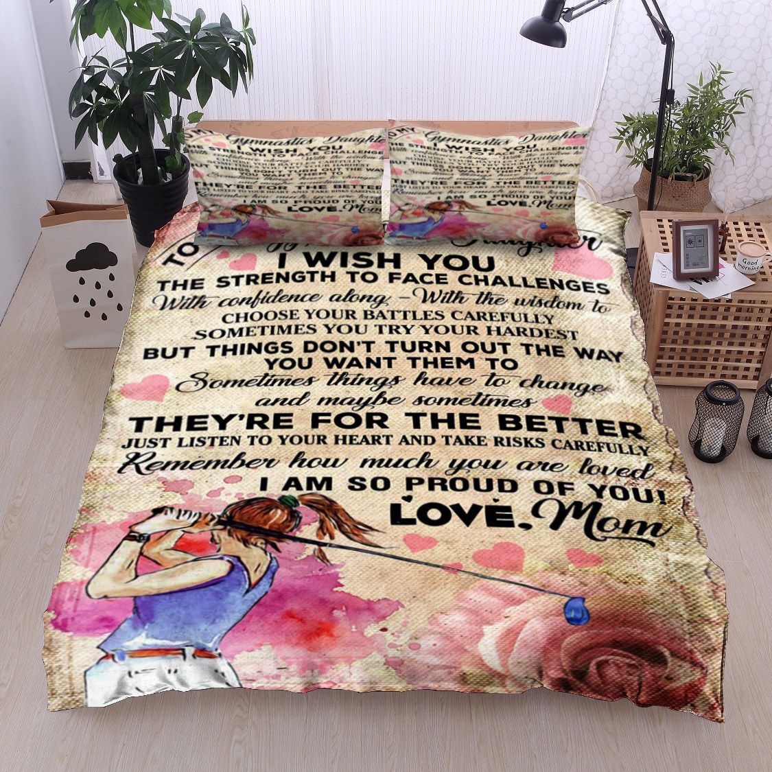 Golf To My Gymnastics Daughter Love Mom Bedding Set