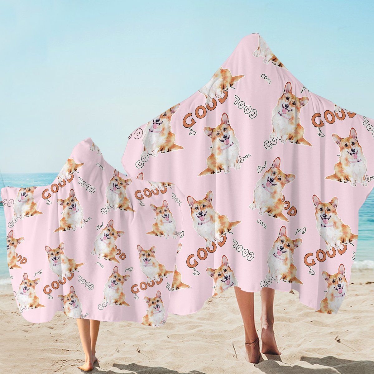Good Corgi Pink Gift For Dog Lovers Printed Hooded Towel