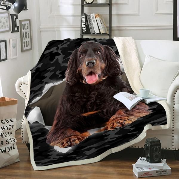 Gordon Setter Dog Sherpa Fleece Blanket