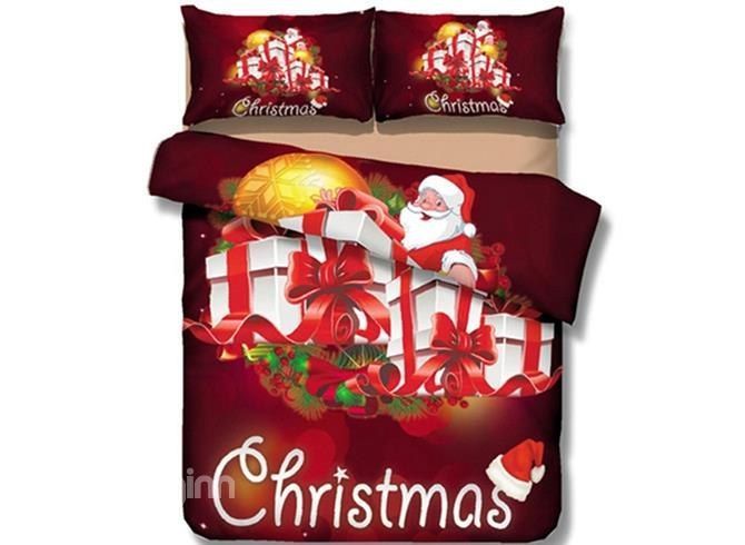 Gorgeous Christmas Gift And Santa Bedding Set