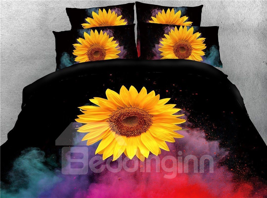 Gorgeous Sunflower And Smoke Bedding Set