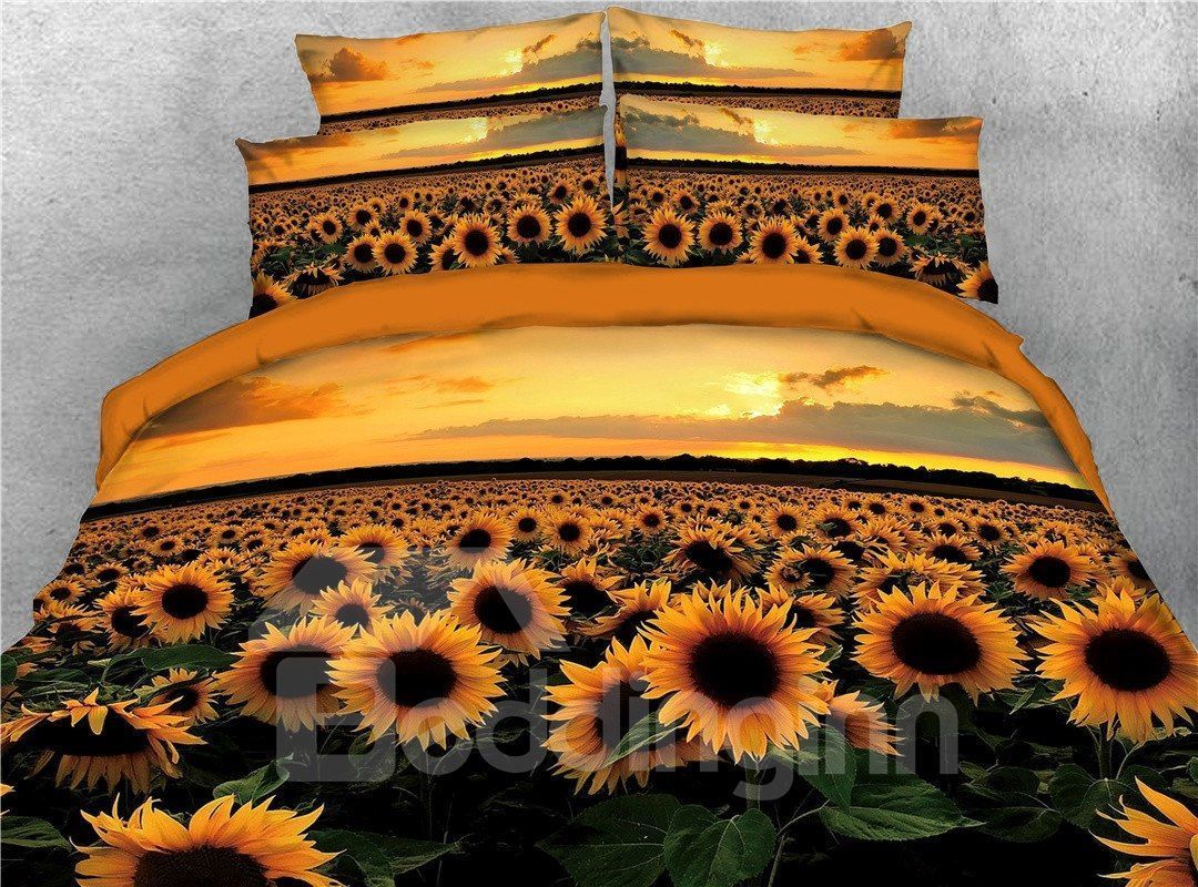 Gorgeous Sunflower And Sunset Bedding Set