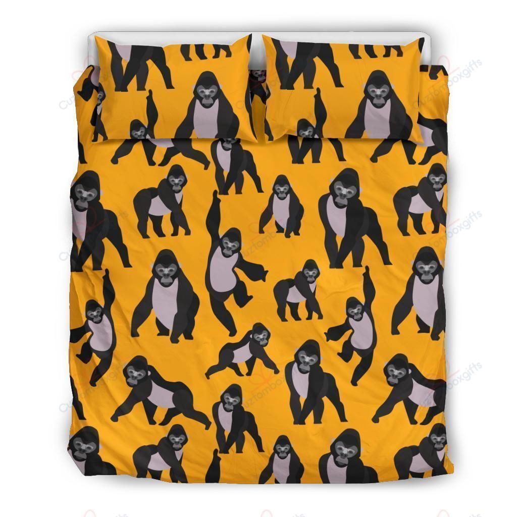 Gorilla Pattern Yellow Printed Bedding Set