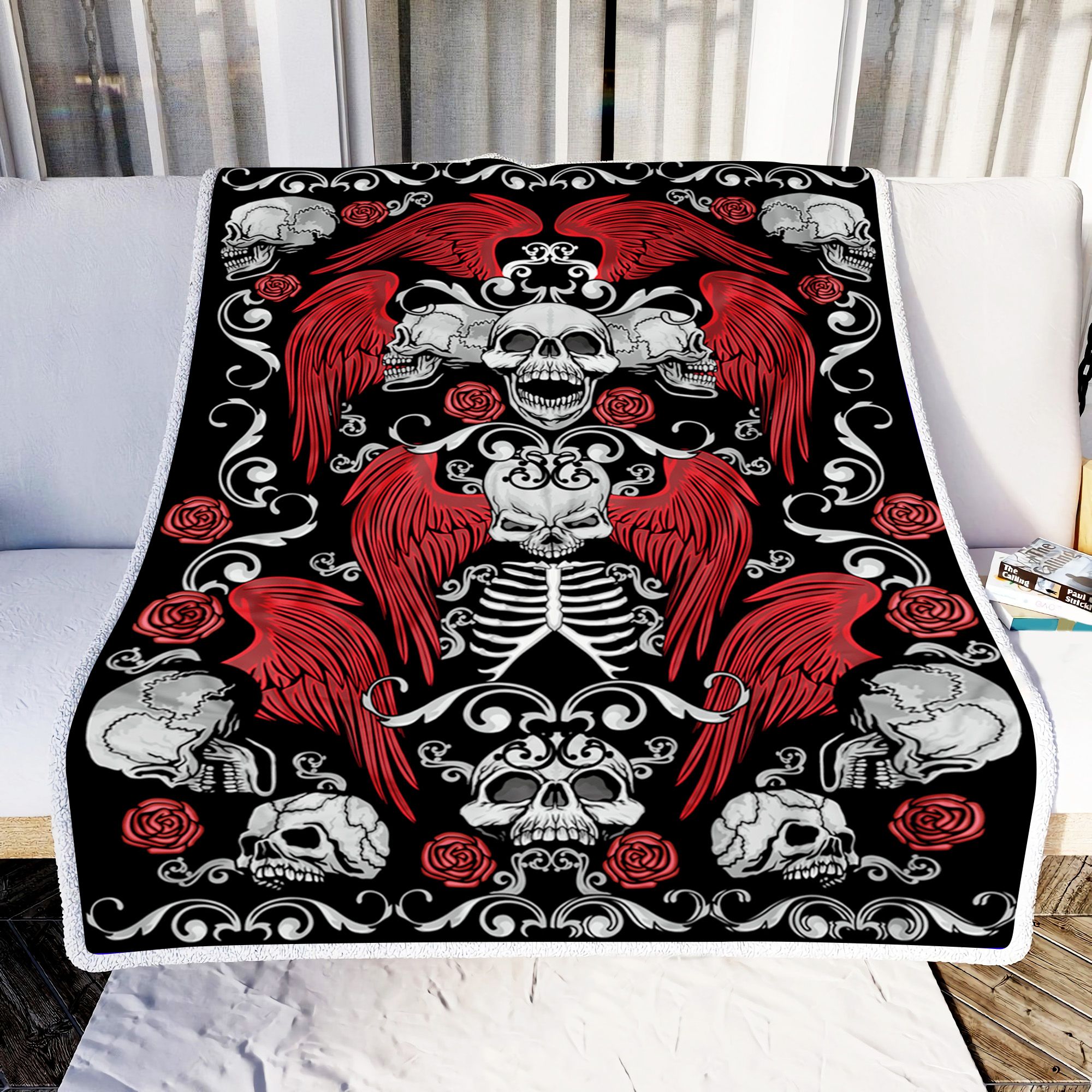 Gothic Coat Of Arms With Skull Fleece Blanket