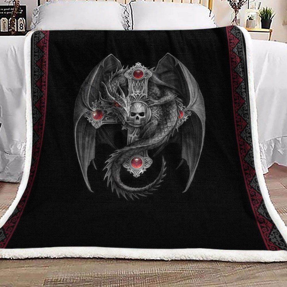 Gothic Dragon Sherpa Fleece Blanket