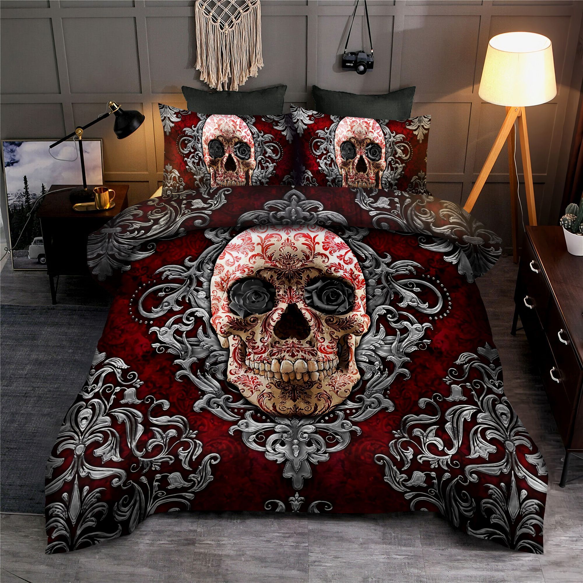 Gothic Skull Metal Bedding Set