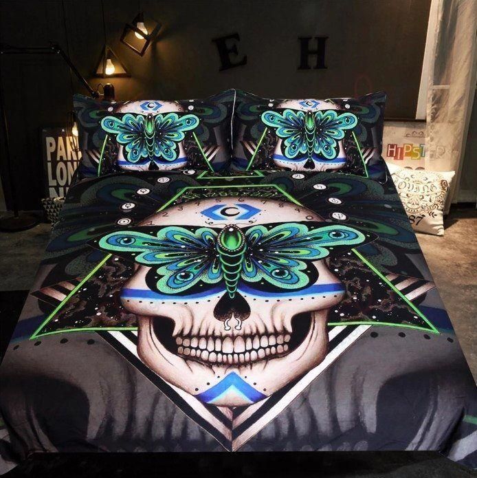 Gothic Skull Smile Printed Bedding Set