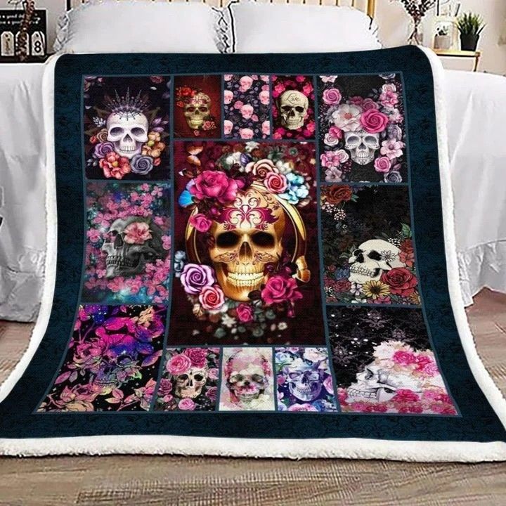 Gothic Skullcap Sherpa Fleece Blanket