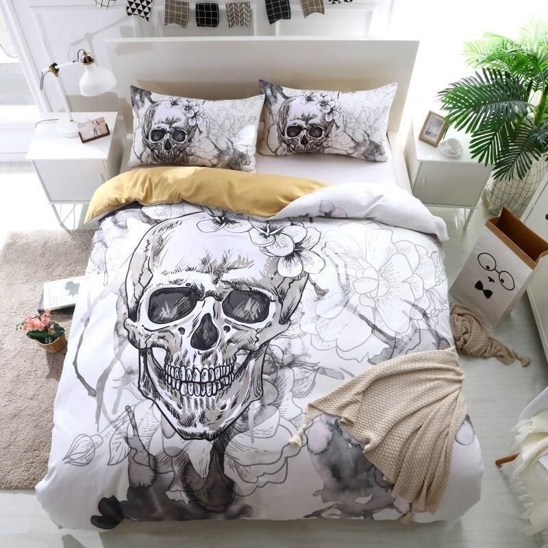 Gothic Sugar Skull Printed Bedding Set