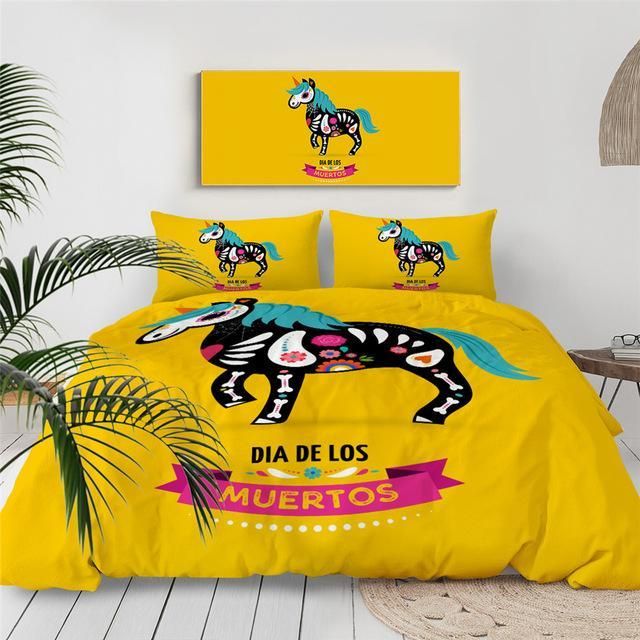 Gothic Unicorn Yellow Bedding Set