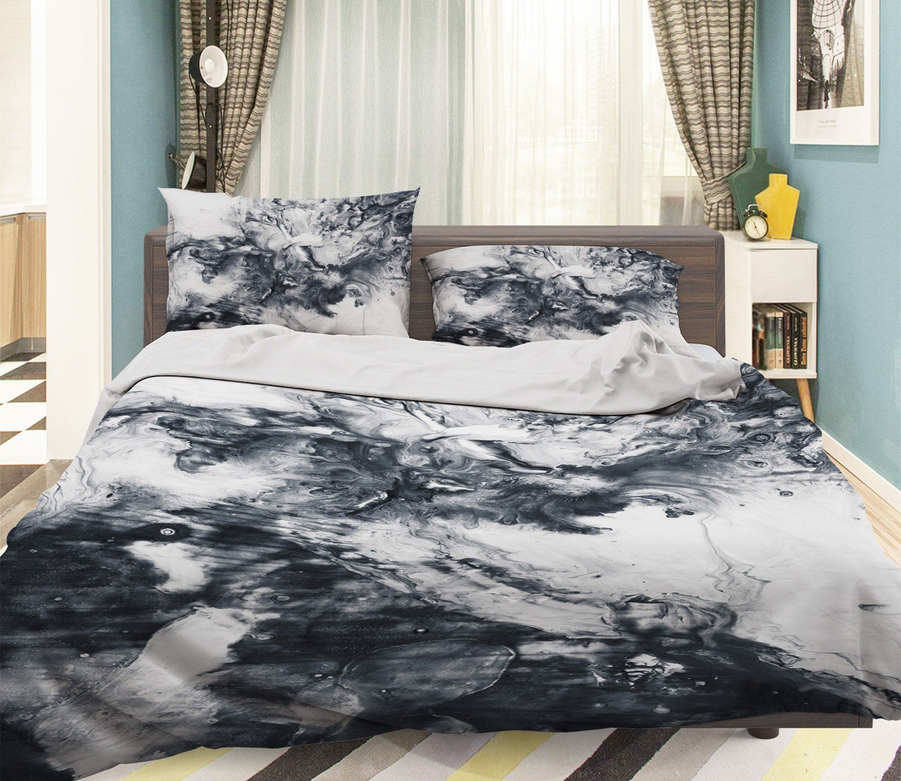Graffiti Black Ink Bedding Set