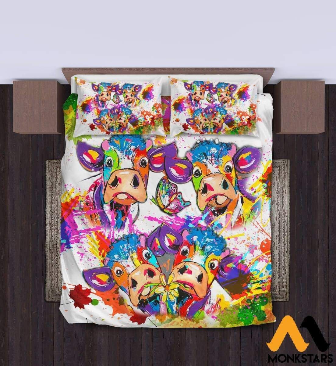 Graffiti Colorful Cows Bedding Set