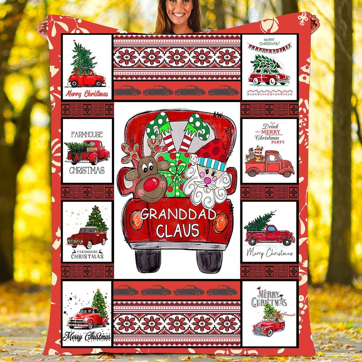 Granddad Claus Christmas Sherpa Fleece Blanket