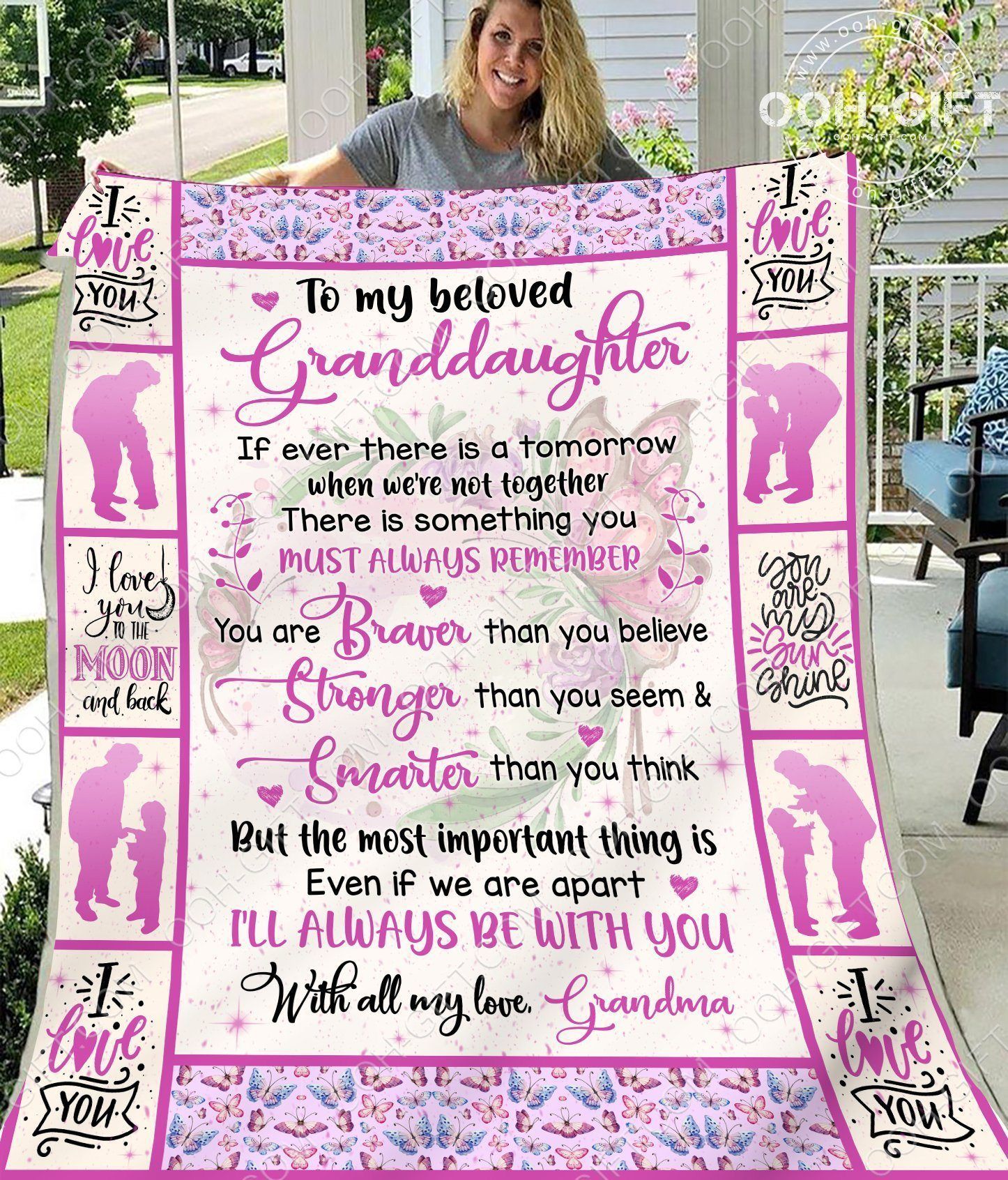 Granddaughter All My Love Sherpa Fleece Blanket