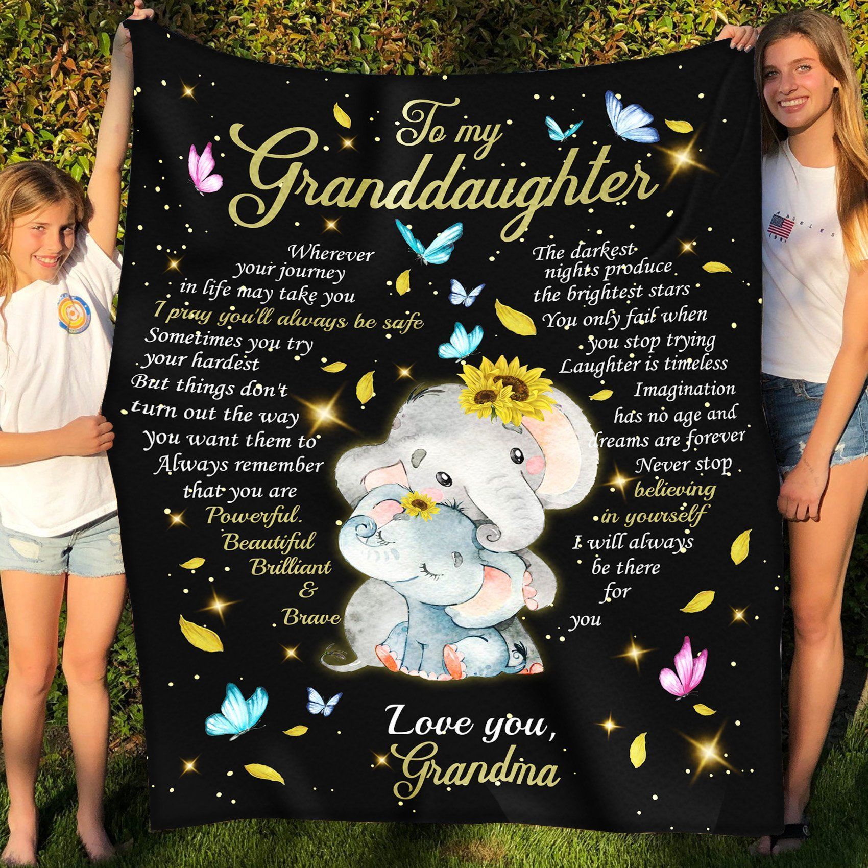 Granddaughter Always Be Safe Sherpa Fleece Blanket