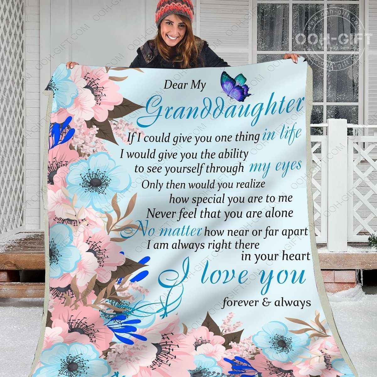 Granddaughter Always Right There Sherpa Fleece Blanket