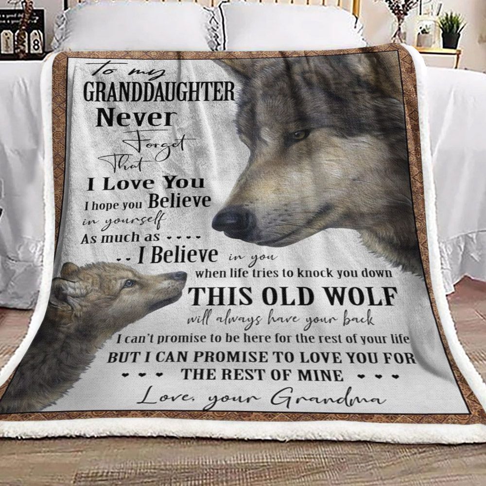 Granddaughter And Grandma Wolf Sherpa Fleece Blanket