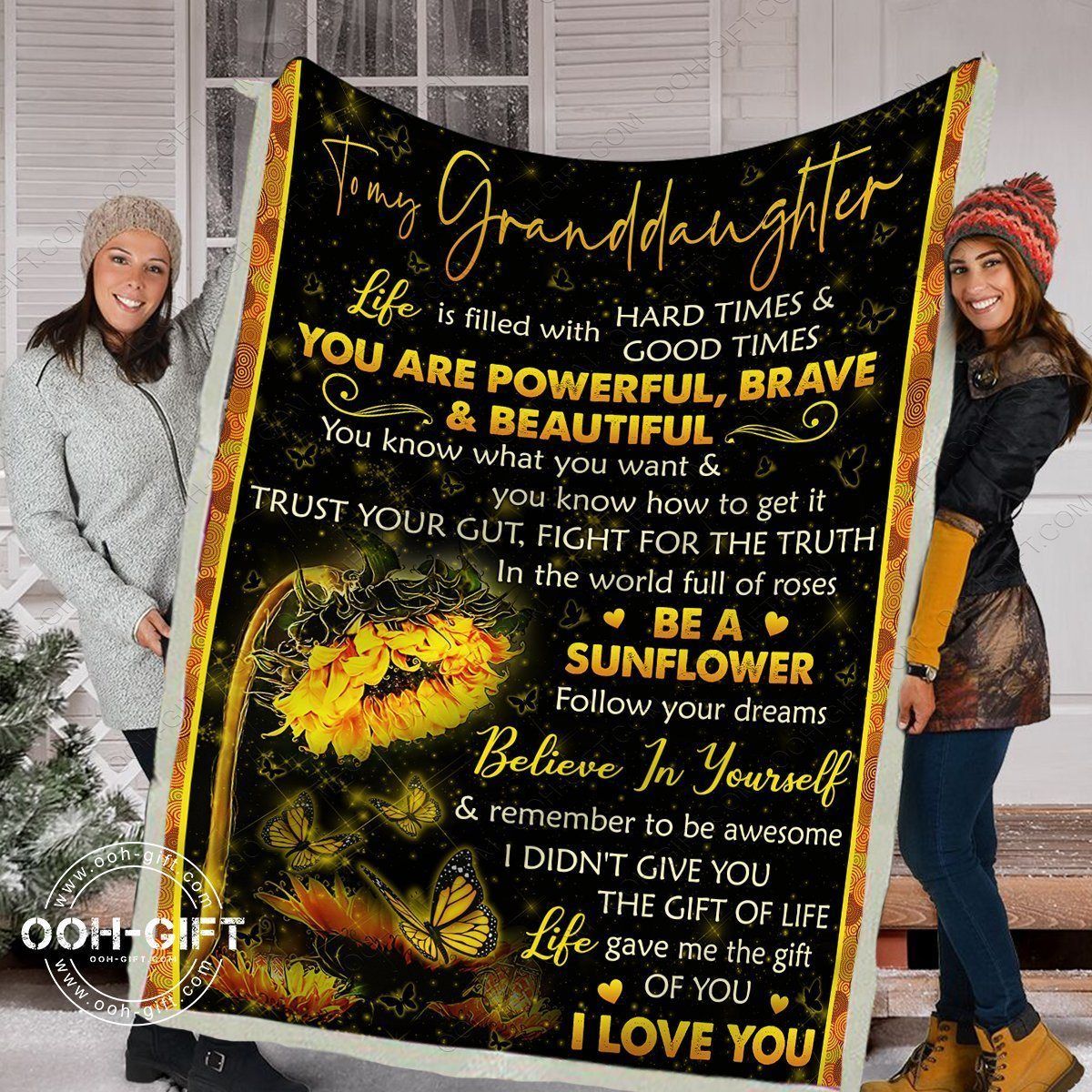 Granddaughter Be A Sunflower Sherpa Fleece Blanket