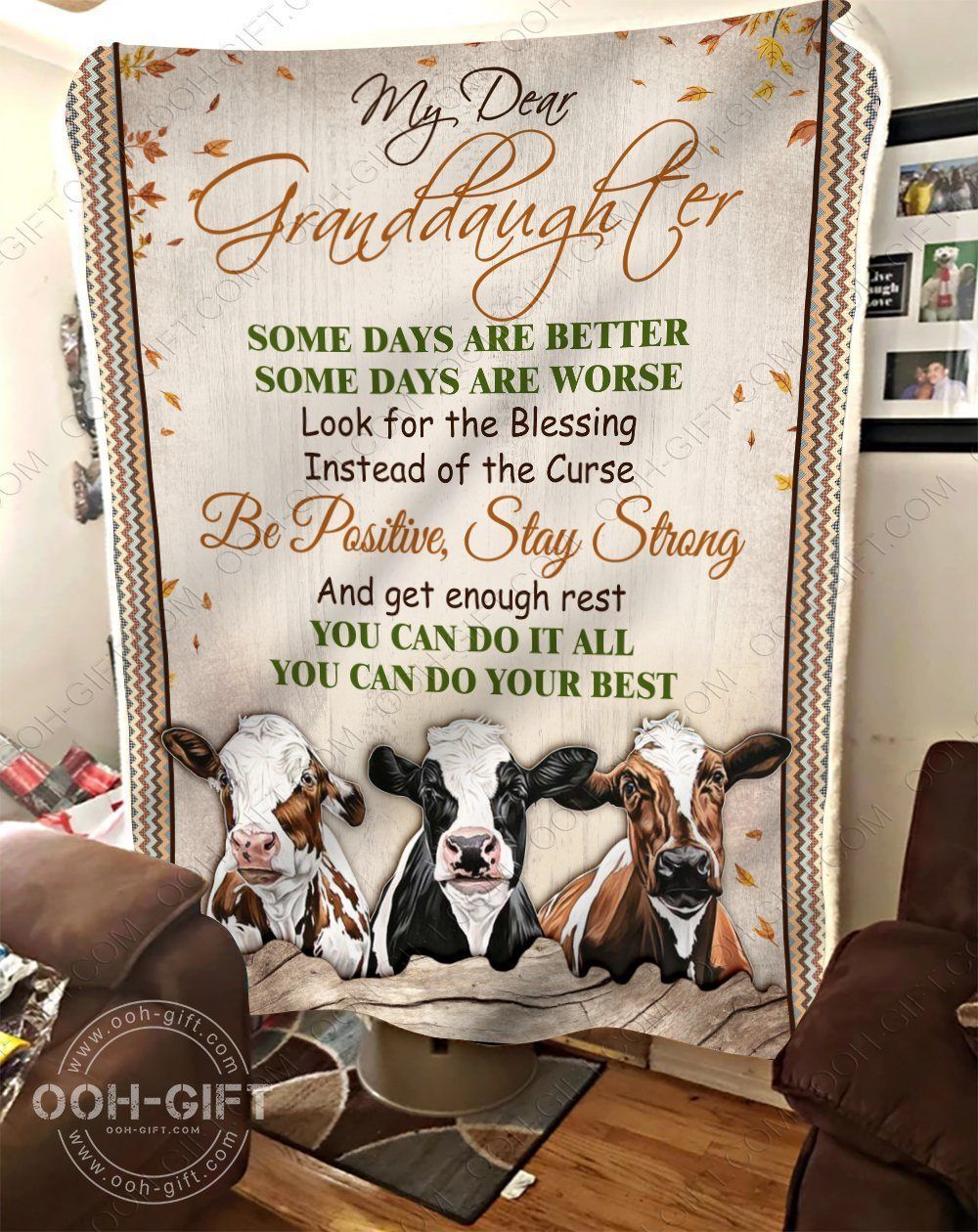 Granddaughter Be Positive Sherpa Fleece Blanket