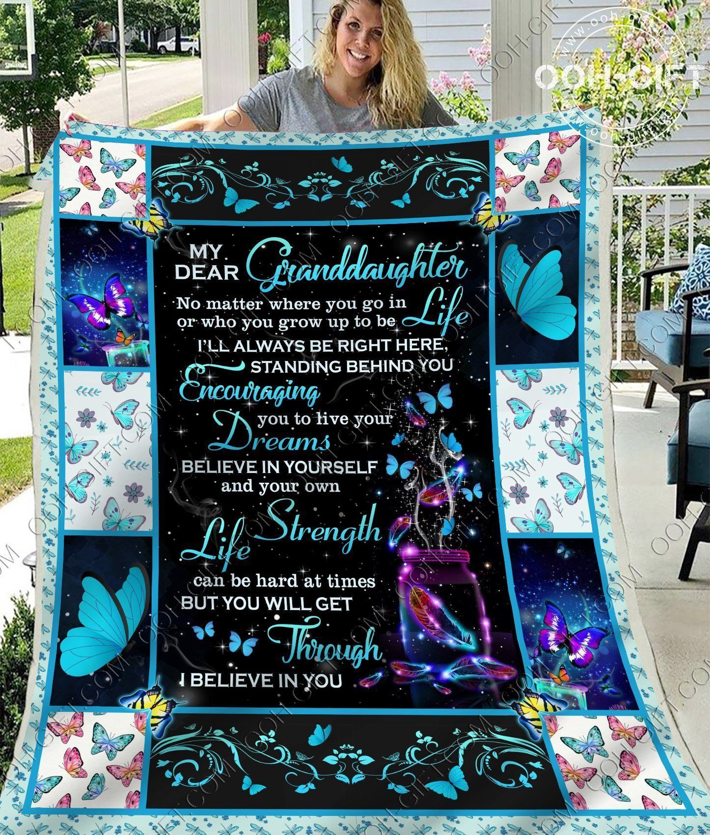 Granddaughter Be Right Here Sherpa Fleece Blanket