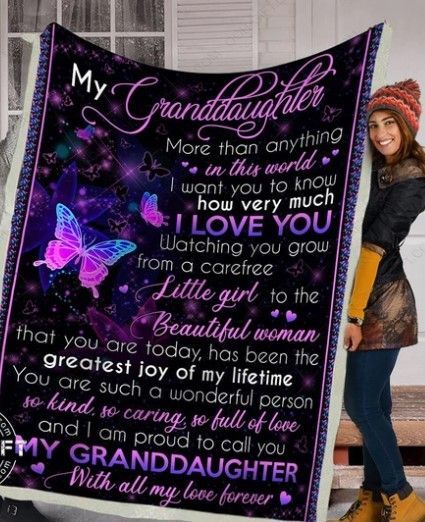 Granddaughter Butterfly Sherpa Fleece Blanket