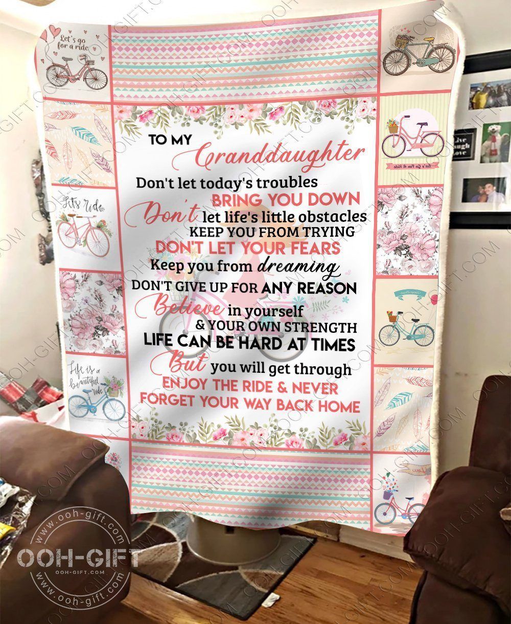 Granddaughter Enjoy The Ride Sherpa Fleece Blanket