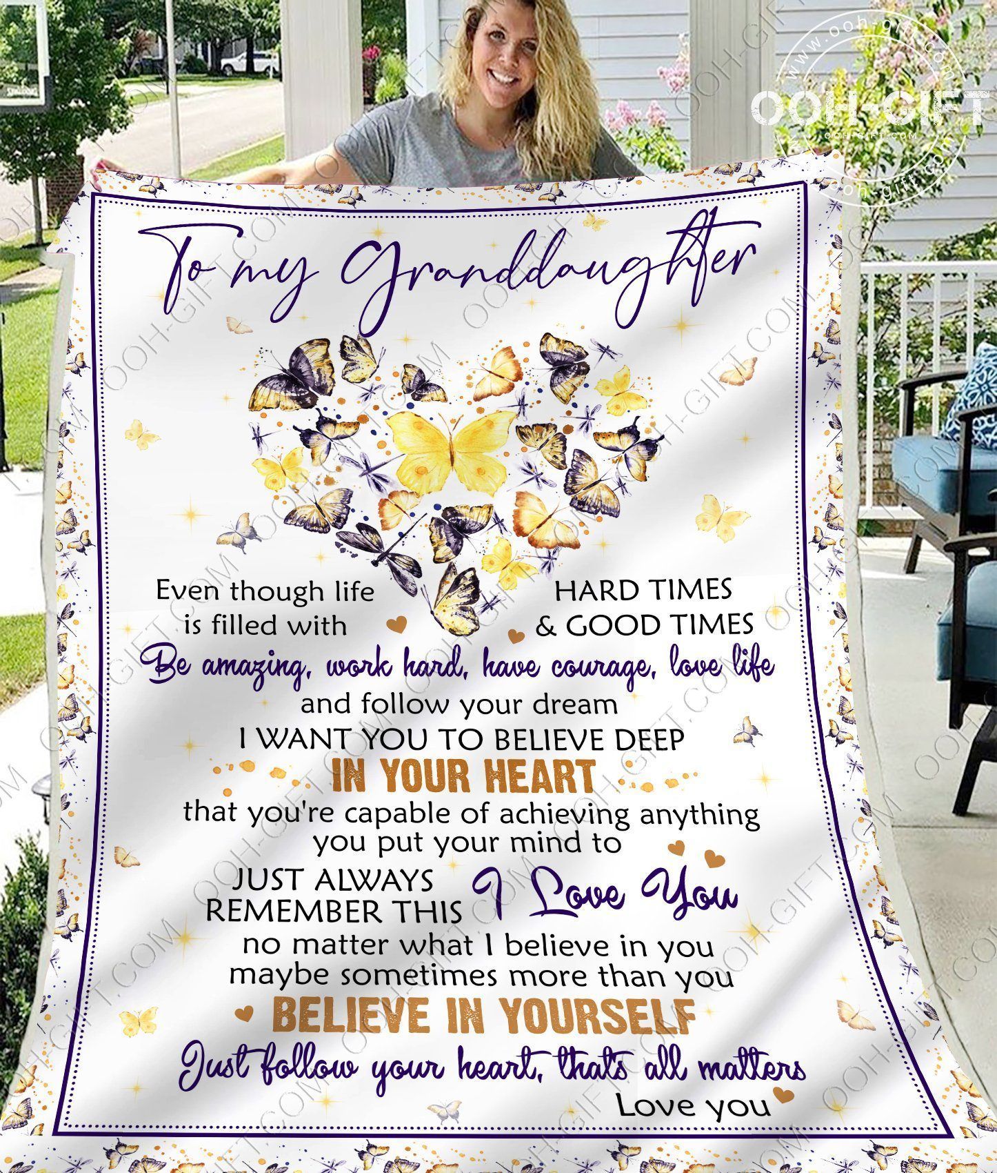 Granddaughter Follow Your Heart Sherpa Fleece Blanket