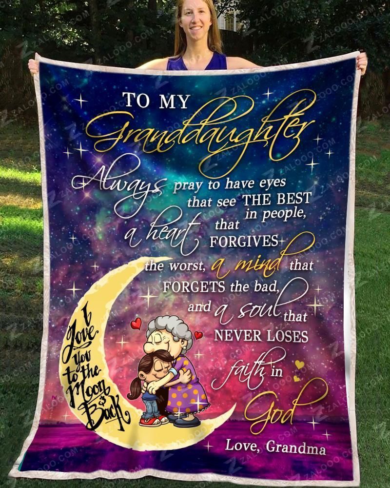 Granddaughter Grandma Always Pray Sherpa Fleece Blanket