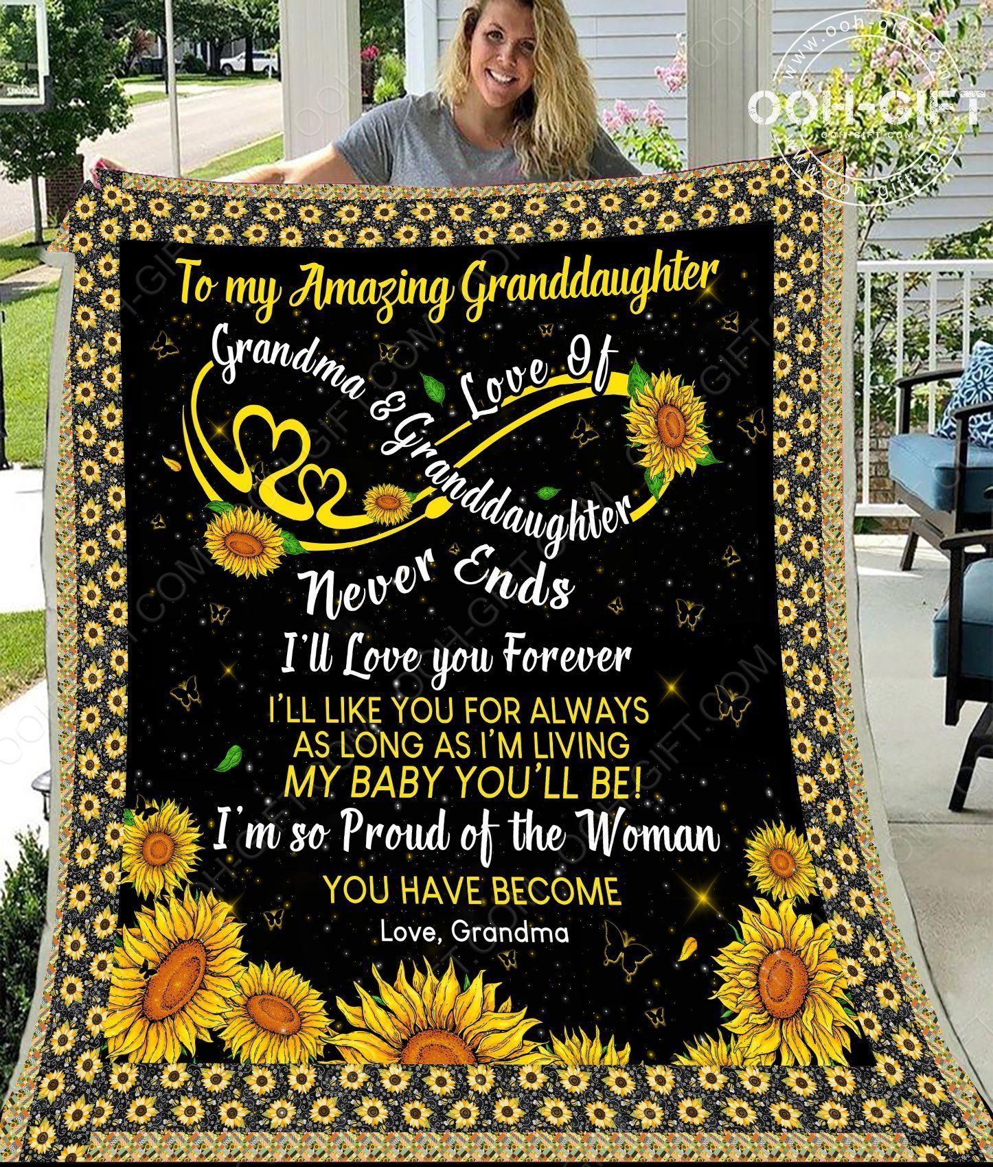 Granddaughter Grandma And Granddaughter Never Ends Sherpa Fleece Blanket