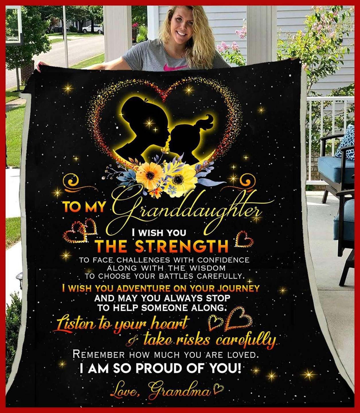 GRANDDAUGHTER Grandma I wish Sherpa Fleece Blanket