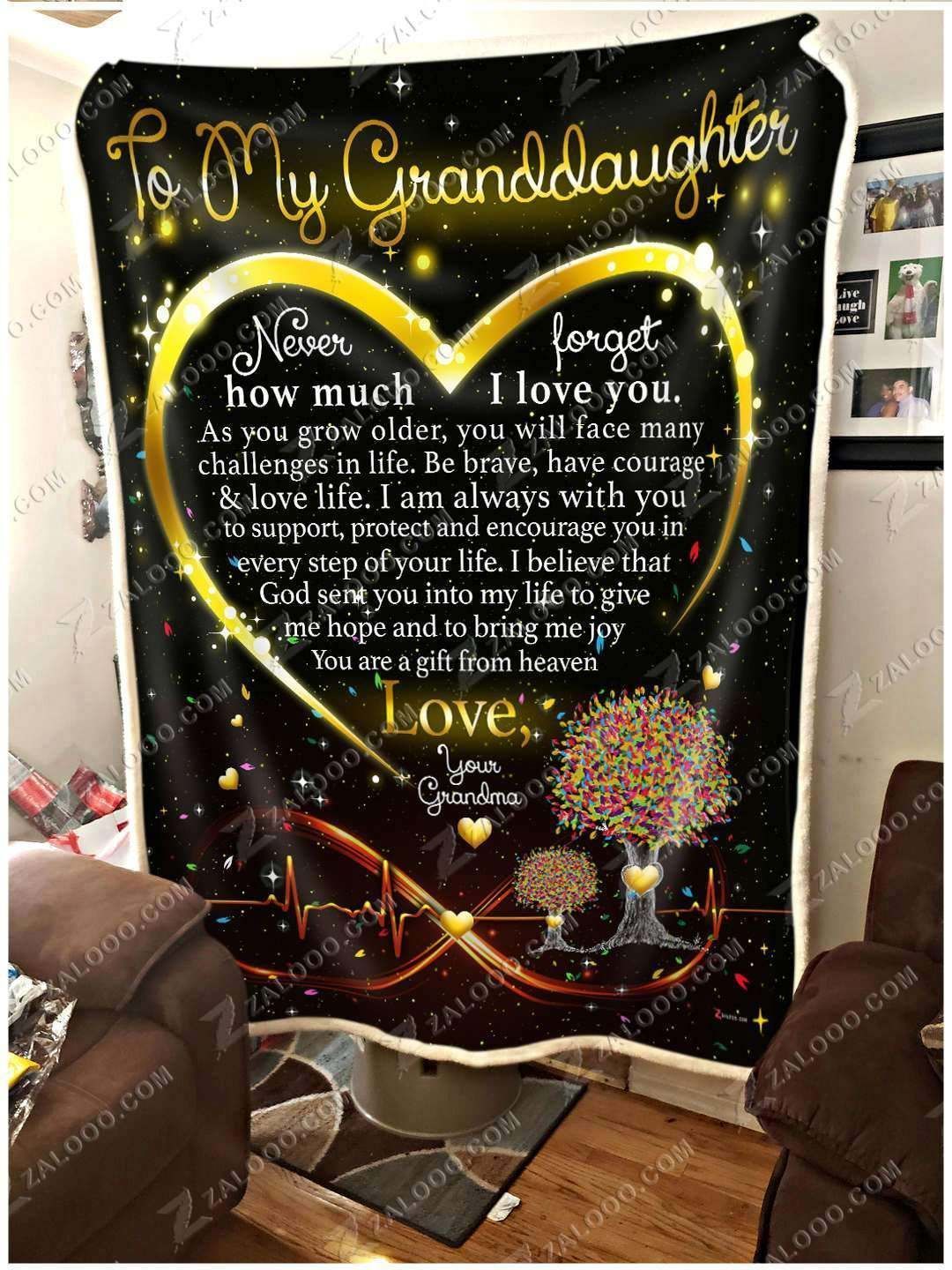 Granddaughter Grandma Never Forget How Much I Love You Sherpa Fleece Blanket