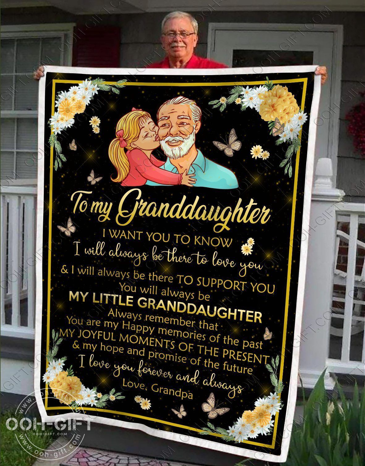 Granddaughter Grandpa And Granddaughter Sherpa Fleece Blanket