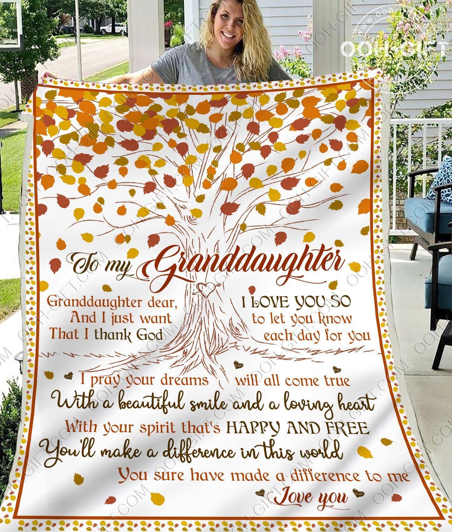 Granddaughter Happy And Free Sherpa Fleece Blanket