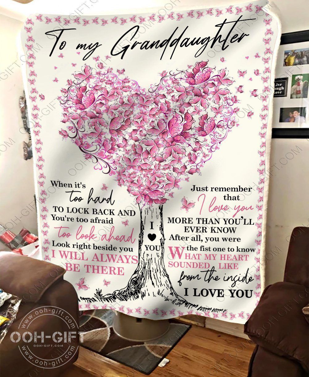 Granddaughter Heart Sherpa Fleece Blanket