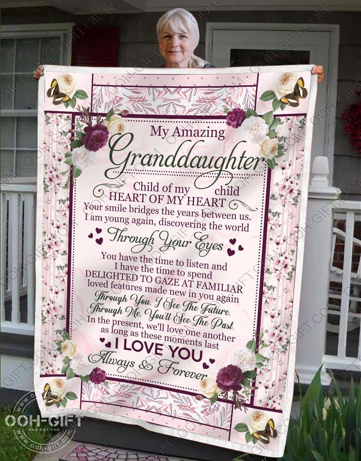 Granddaughter Heart Of My Heart Sherpa Fleece Blanket