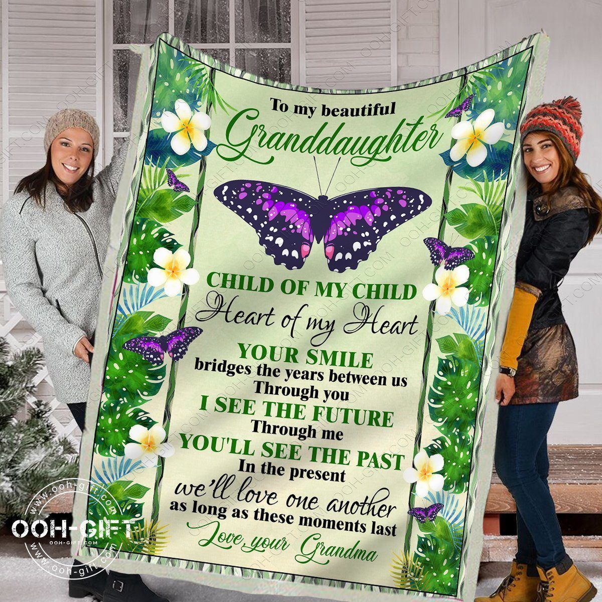 Granddaughter Heart Of My Heart Sherpa Fleece Blanket