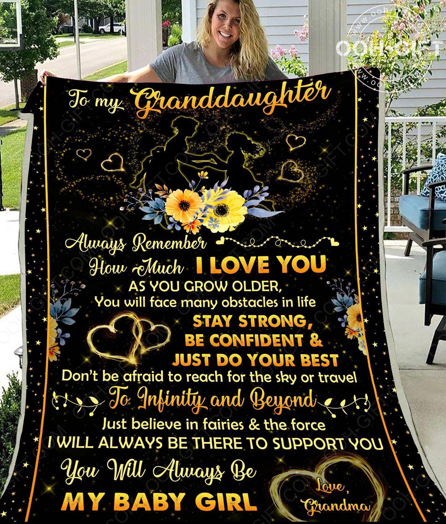 Granddaughter How Much I Love You Sherpa Fleece Blanket