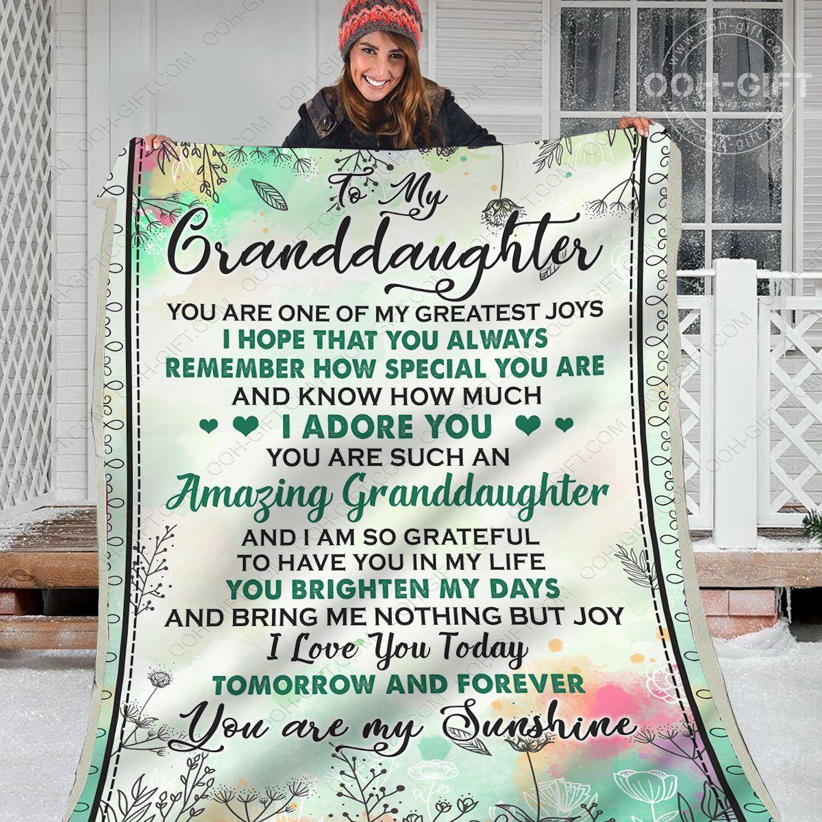 Granddaughter I Adore You Sherpa Fleece Blanket
