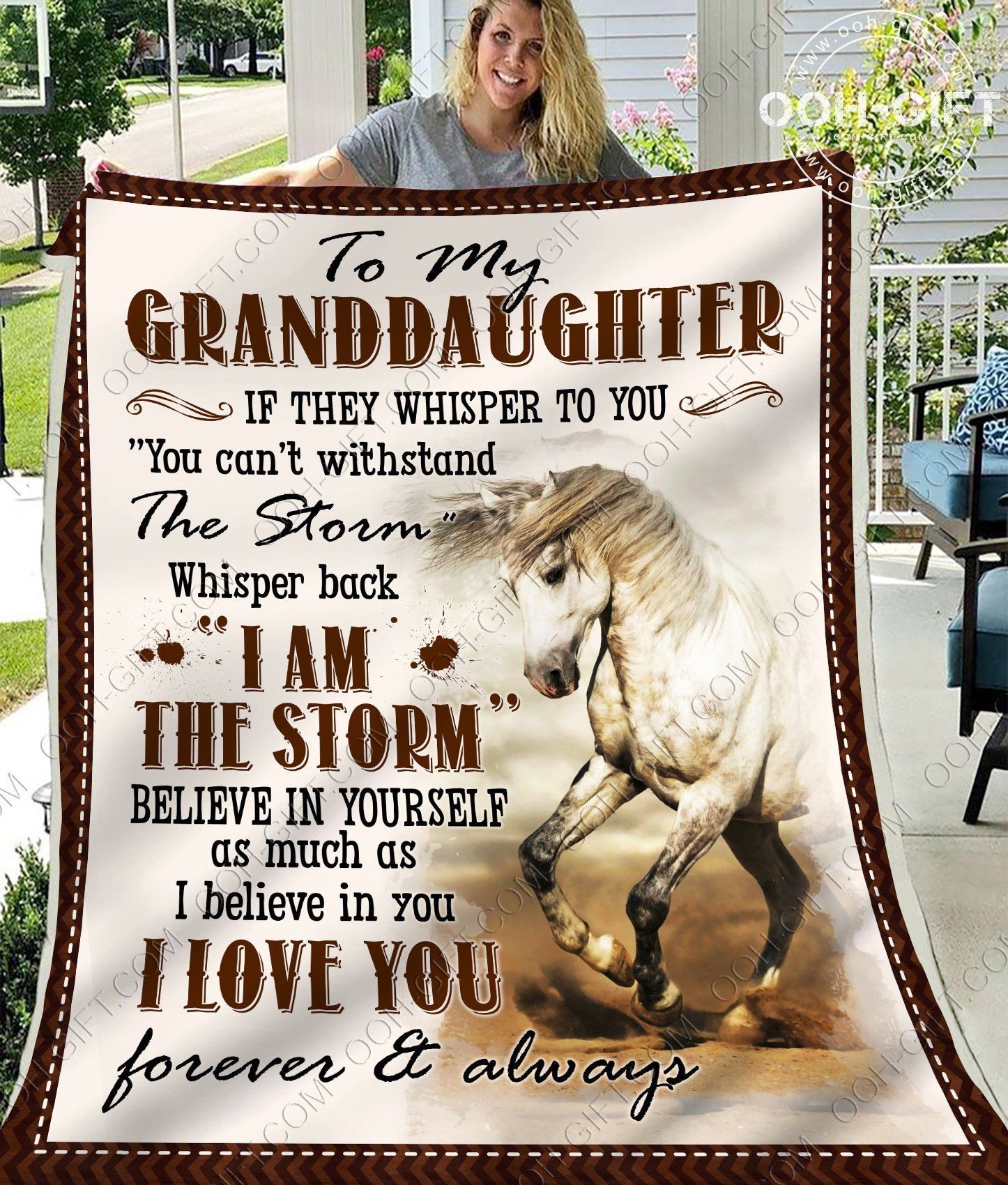 Granddaughter I Am The Storm Sherpa Fleece Blanket